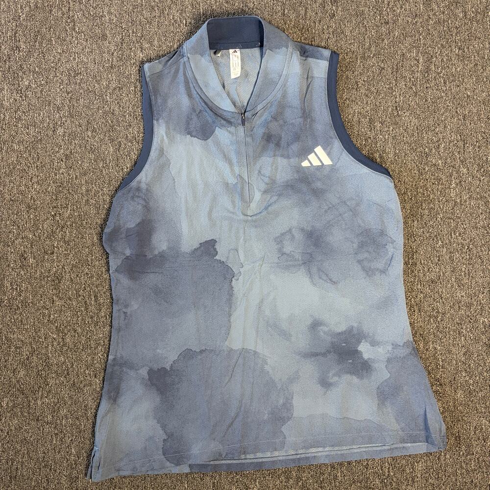 Adidas Climacool Navy Sleeveless 1/4 Collar Golf Tennis Tank Top Women's Medium